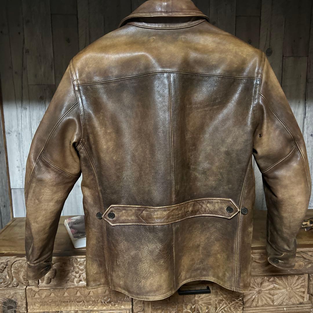 RRL BARRINGER レザー カーコート 極美品 サイズM エイジング加工