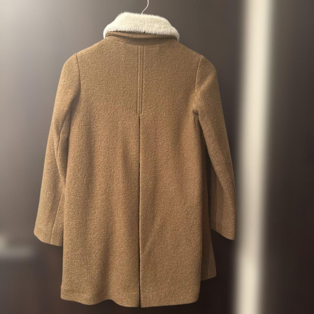 ウールコート ブラウン ファー襟付き