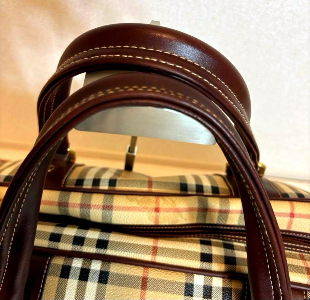 極美品 BURBERRY ボストンバッグ　ノバチェック　2段型PVC レザー鍵付