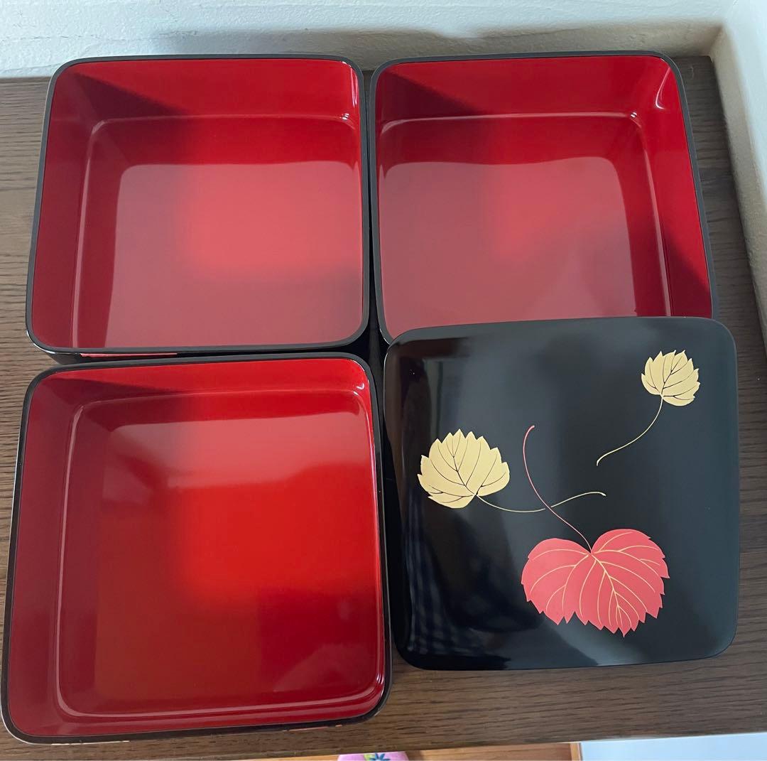 本漆塗り　年輪漆器　 六五三段重 蔦ノ葉