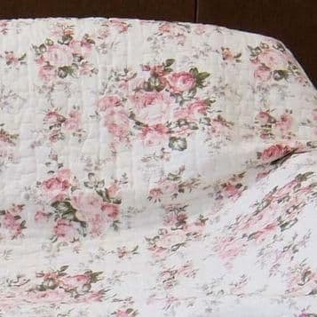 ２枚セット 両面使用できるキルトマルチカバー　薔薇柄ピンク　１９０ｘ１９０ｃｍ