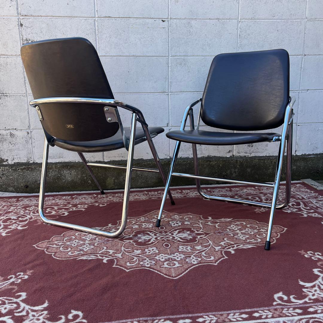 古家具 2点セット◾️KOKUYO 折り畳み椅子/ フォールディングチェア B