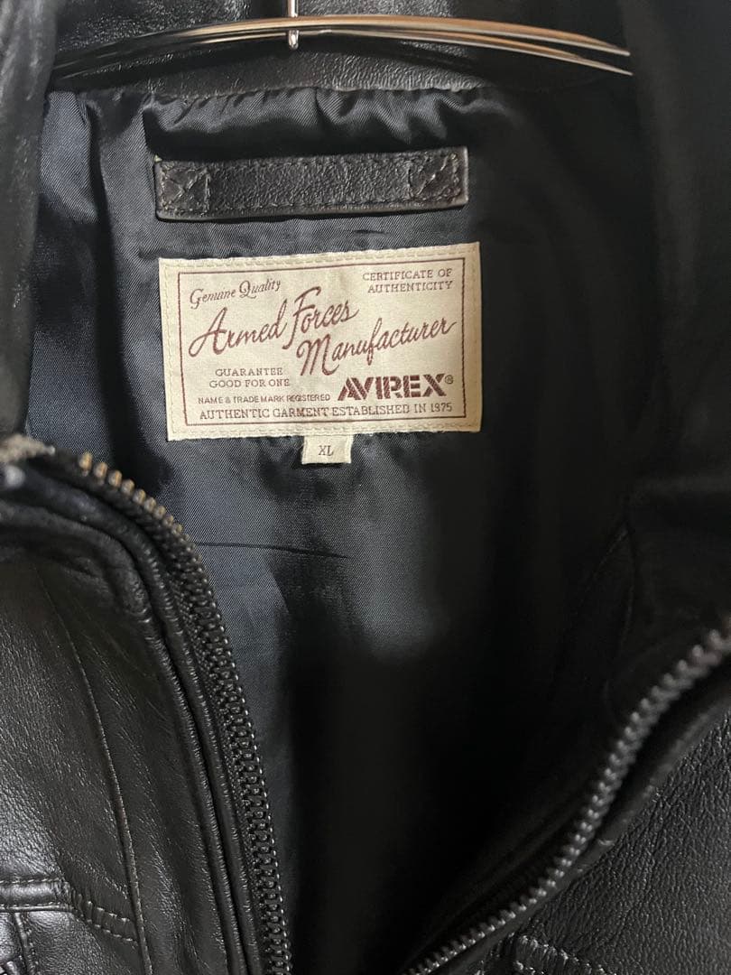 AVIREX ブラック レザージャケット 羊革 XL ブラック 黒