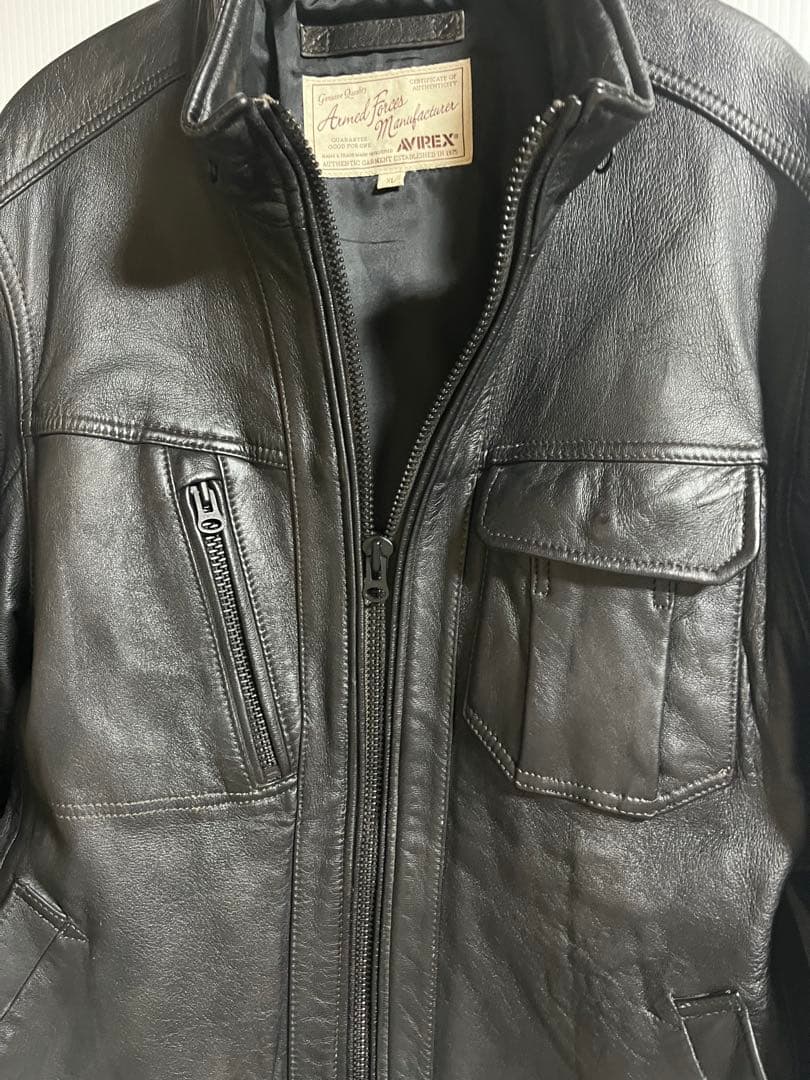 AVIREX ブラック レザージャケット 羊革 XL ブラック 黒