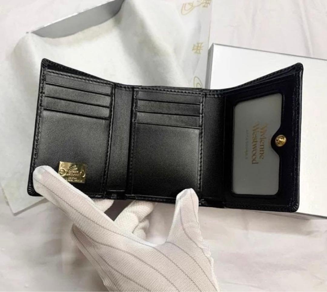 Vivienne Westwood 3つ折り財布 ブラック/ゴールドロゴ-154