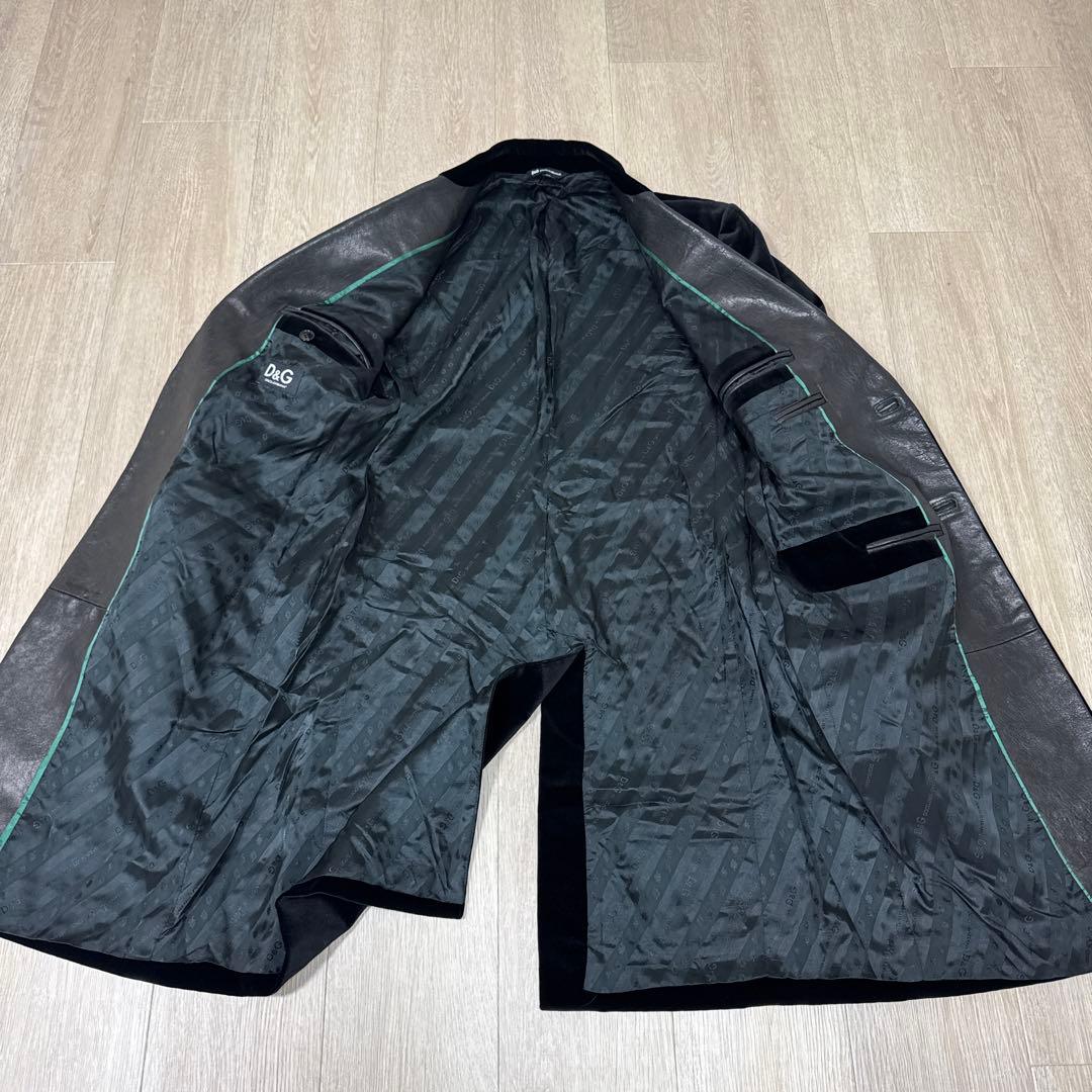 D＆G ドルチェ&ガッバーナ　ベロア　チェスターコート　黒　48