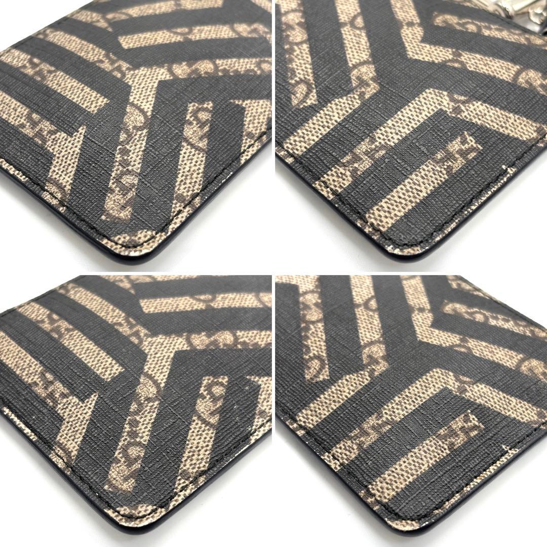 美品 グッチ カレイド ケース GGスプリーム 総柄 チャーム グレー 黒