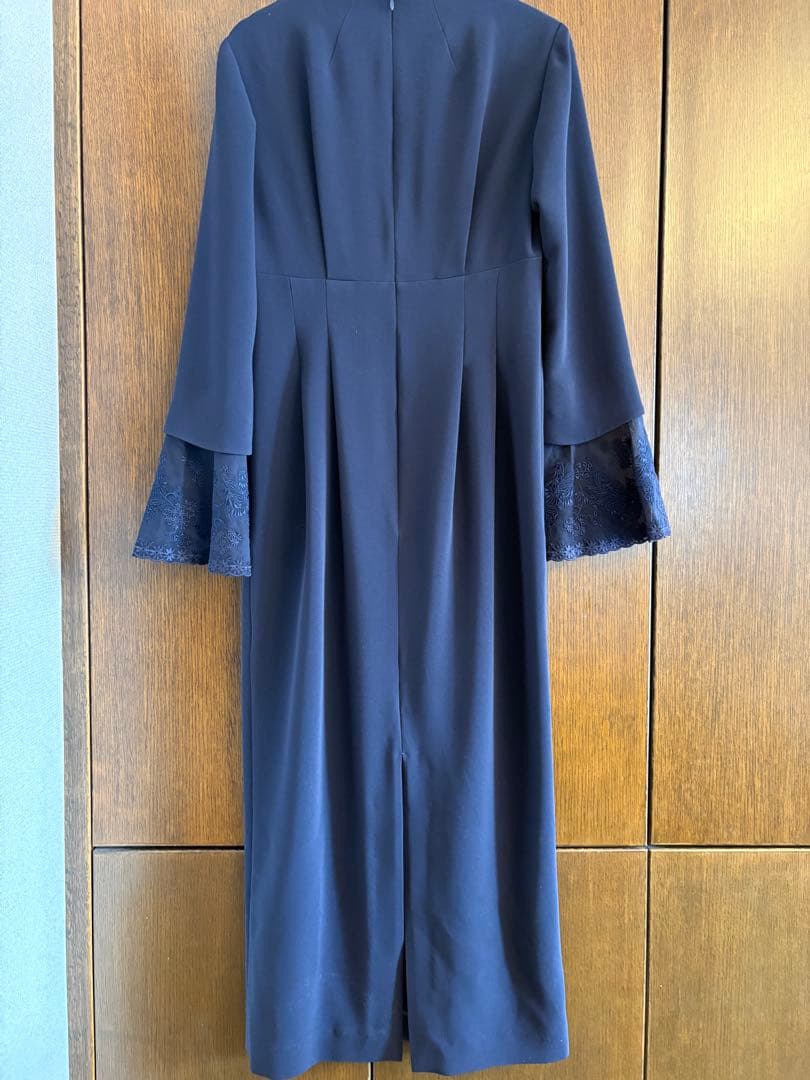 【未使用】マメクロゴウチ25AW レースカフスワンピース　ネイビー　1サイズ