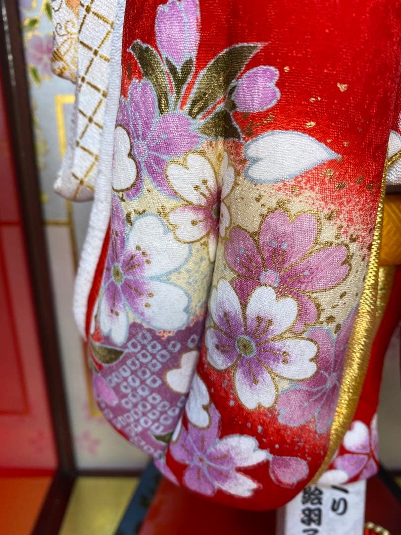 羽子板　立体振袖　ガラスケース１３号・サイズ間口約２９×奥行約２４×高さ約５５㎝