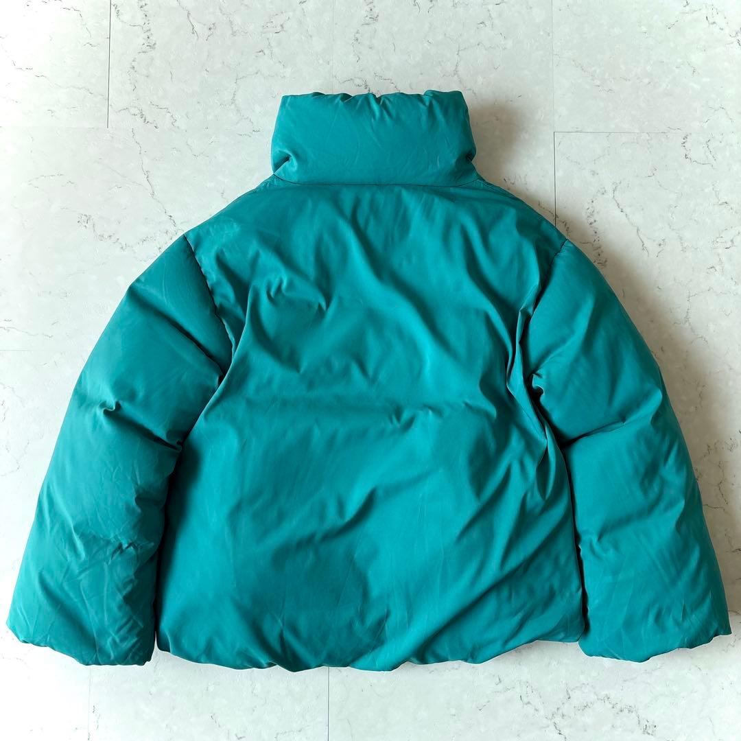 美品 ランバンオンブルー ショート丈ハイネックダウンジャケット ターコイズブルー