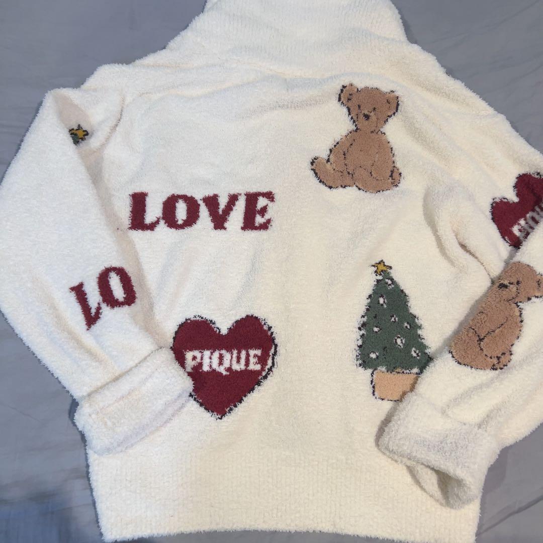 ジェラートピケ ジェラピケ ルームウェア カーディガン クリスマス 白