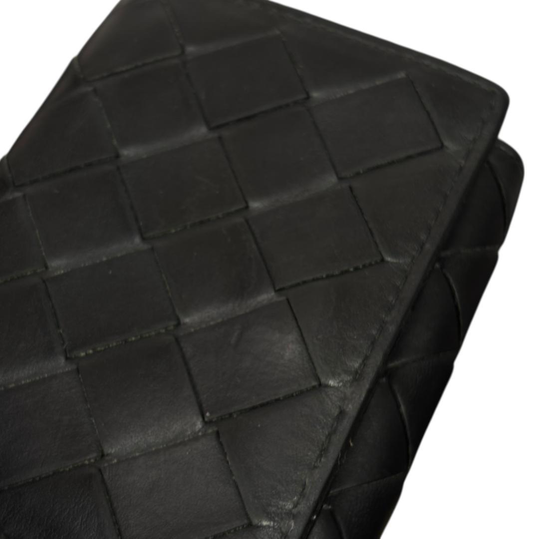 BOTTEGA VENETA イントレチャート 3つ折り財布 ブラック レザー
