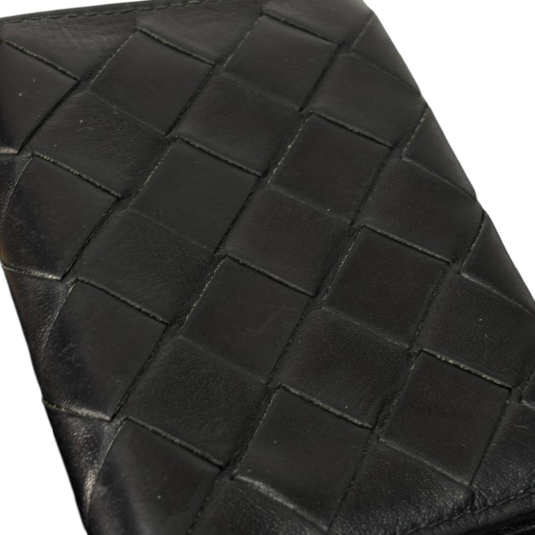 BOTTEGA VENETA イントレチャート 3つ折り財布 ブラック レザー