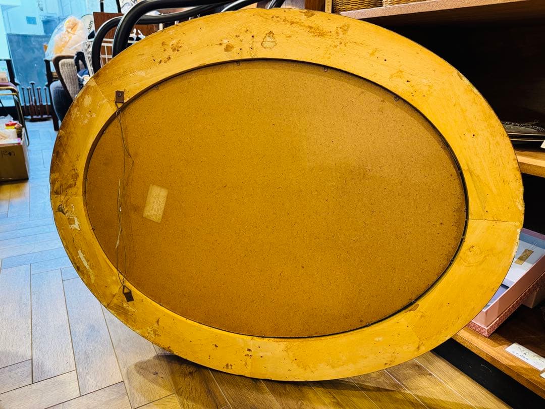 B7015 【イタリア製】ビンテージ ウォールミラー オーバル 大型