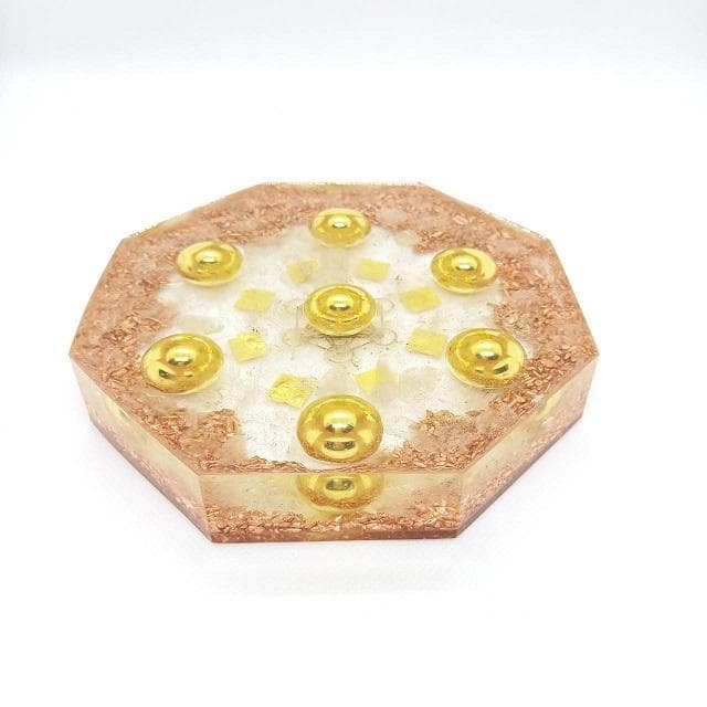 『金運七万倍 進化形オルゴナイト八角形プレート』金運アップ置物オルゴナイト360