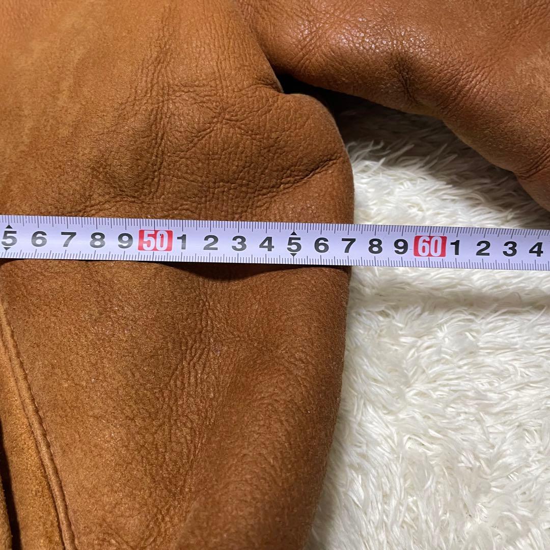 希少‼️USA製 ムートンライダースジャケット　ブラウンレザー　ダブル　ボア襟付き