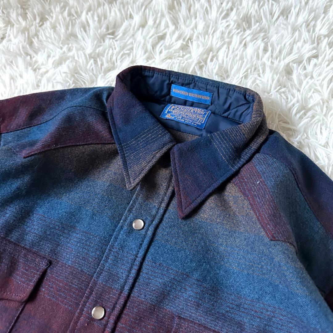 極美品 ペンドルトン 70s オンブレネルシャツ USA製 L ほぼデッド