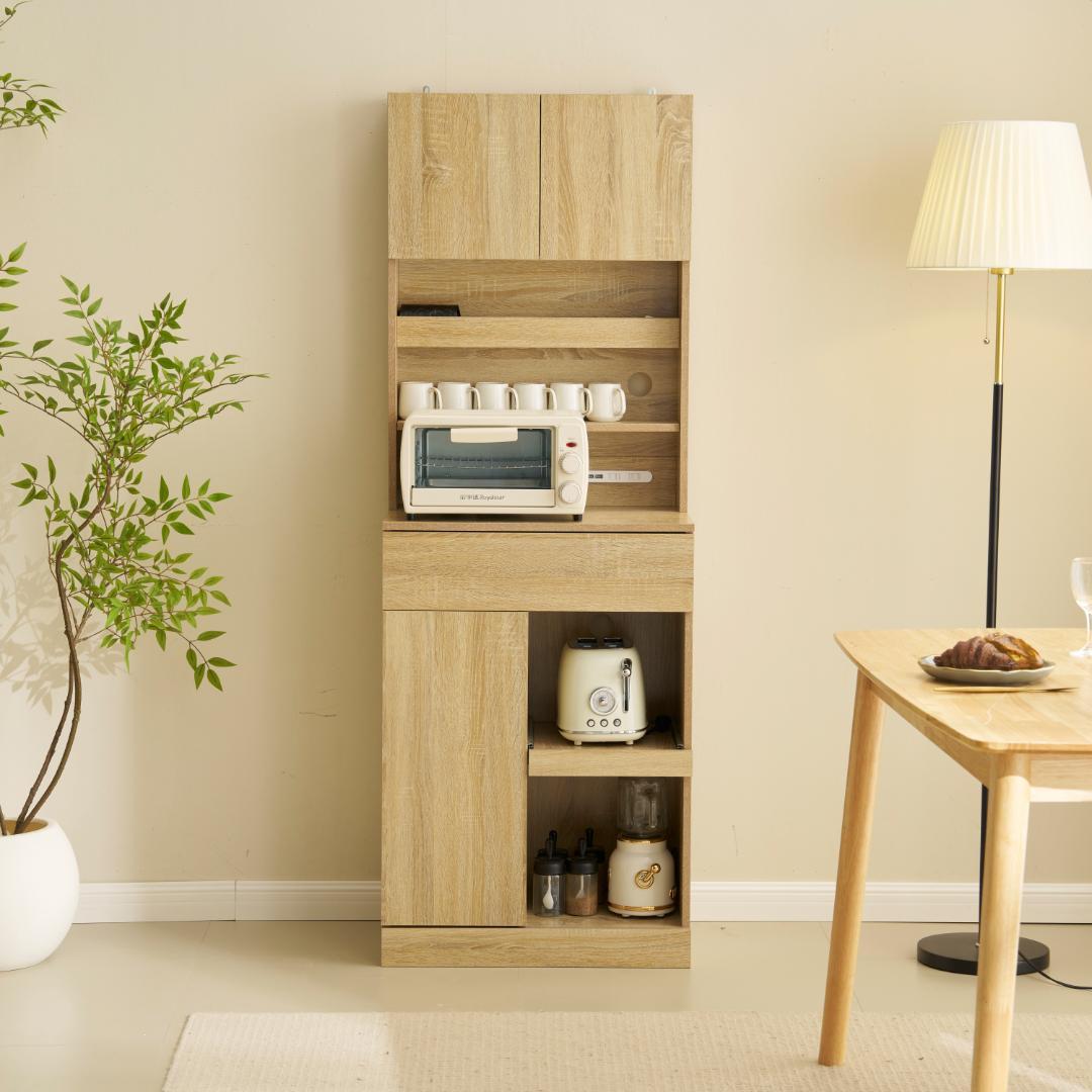 キャビネット　キッチン収納　スリム　レンジボード　家電収納　NATURAL