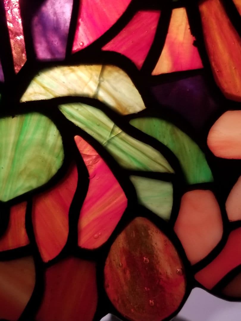 ステンドグラスランプ　花　フラワー　大型　モザイクガラス　2灯