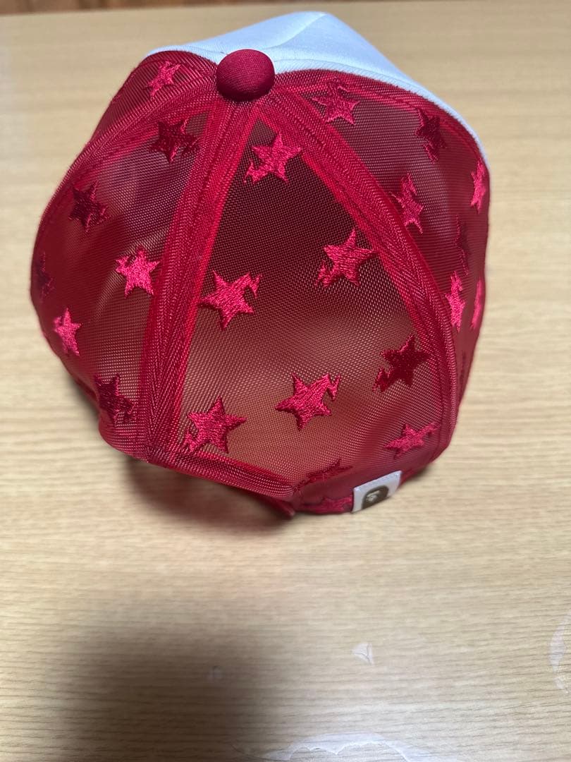 Bape 星柄メッシュキャップ 赤/白