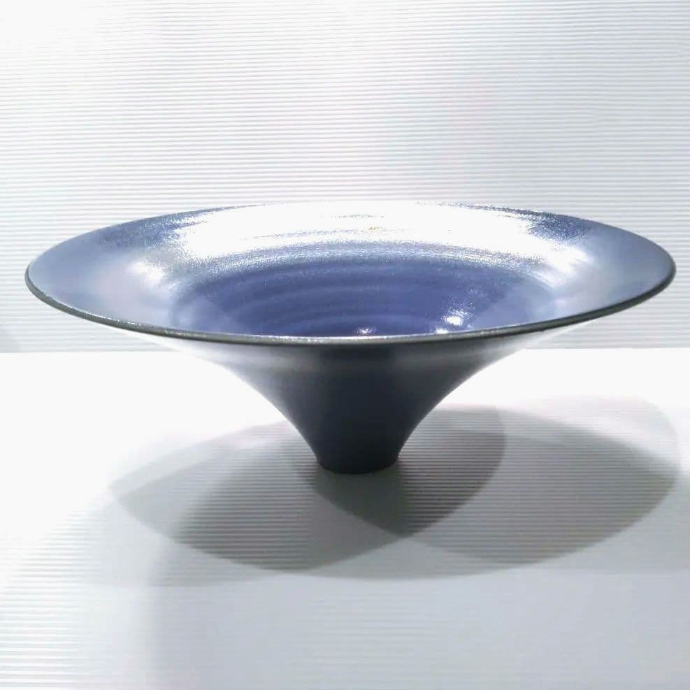 信楽焼 兼山 兼山窯 花器 水盤 立花 生け花 華道 池坊 草月 自由花 ブルー
