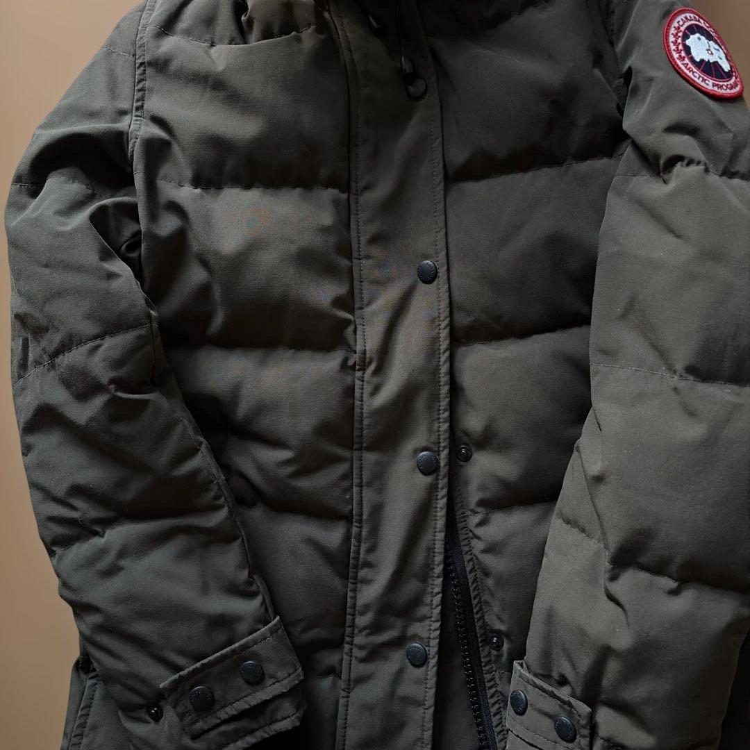 美品　カナダグース ダウンコート S カーキ コヨーテファー カナダ製 正規品