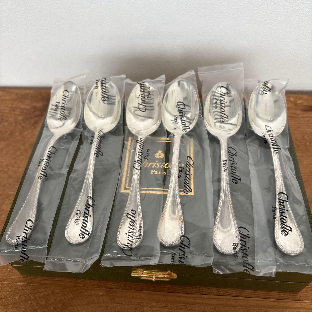 未使用　Christofle コーヒースプーン6本セット　パール　クリストフル