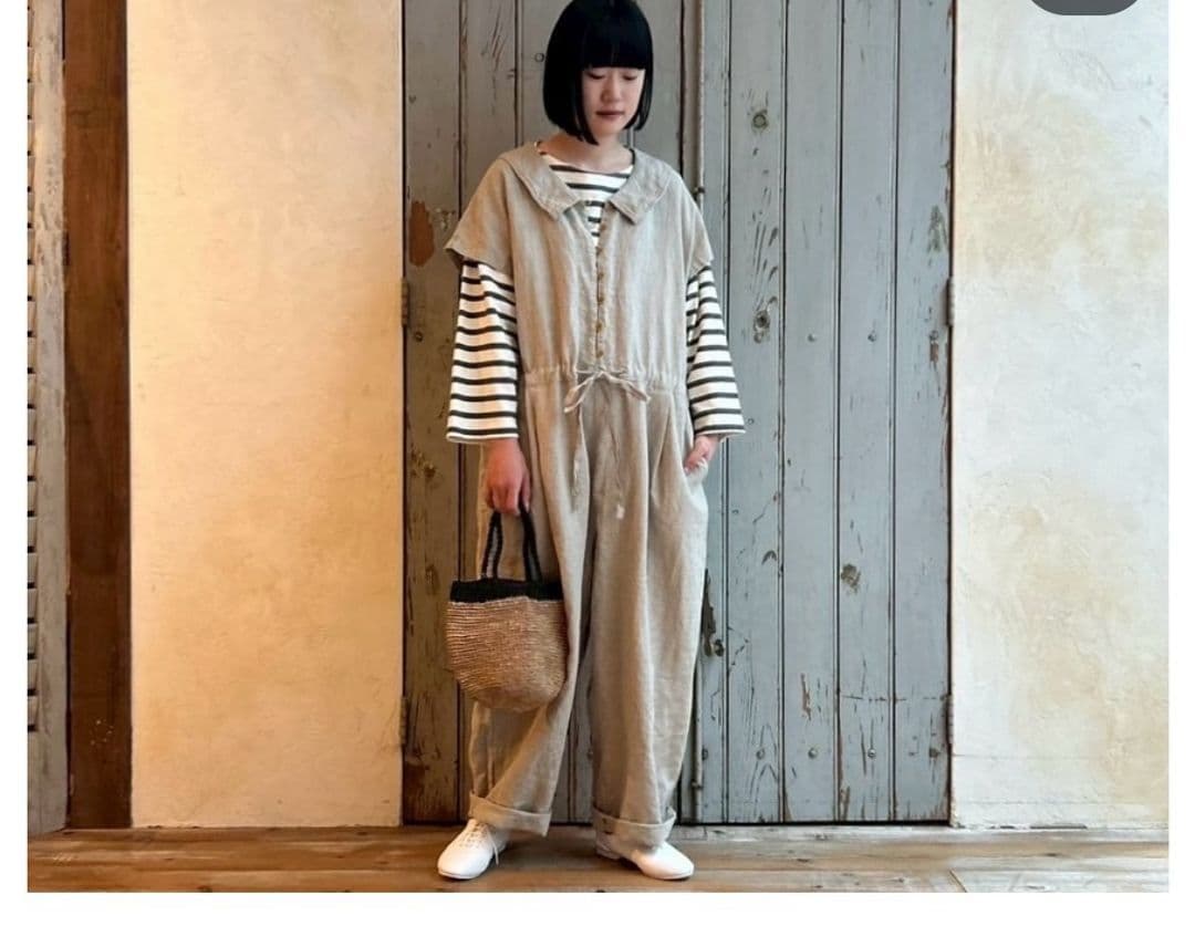 nest Robe　ネストローブ　リネン襟付きサロペット