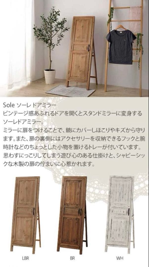 オシャレ　アンティーク調　ドアミラー　扉付き　姿見