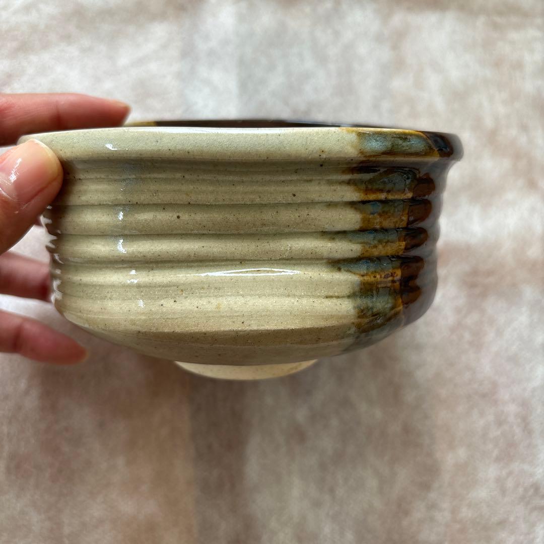 茶道具　茶碗　膳所焼　沓形　変形 陽炎園