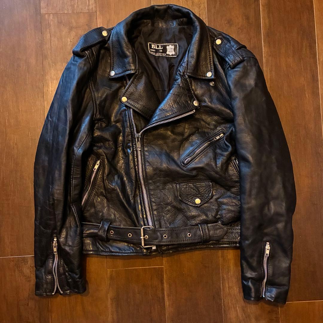 80s vintage レザーダブルライダースジャケット 古着