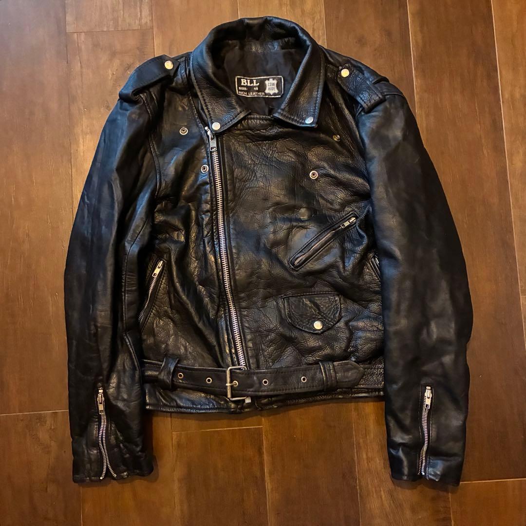 80s vintage レザーダブルライダースジャケット 古着