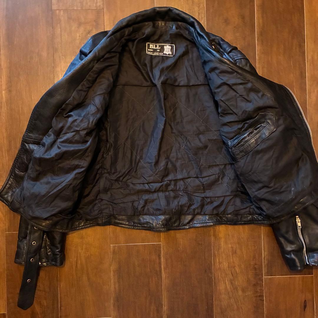 80s vintage レザーダブルライダースジャケット 古着