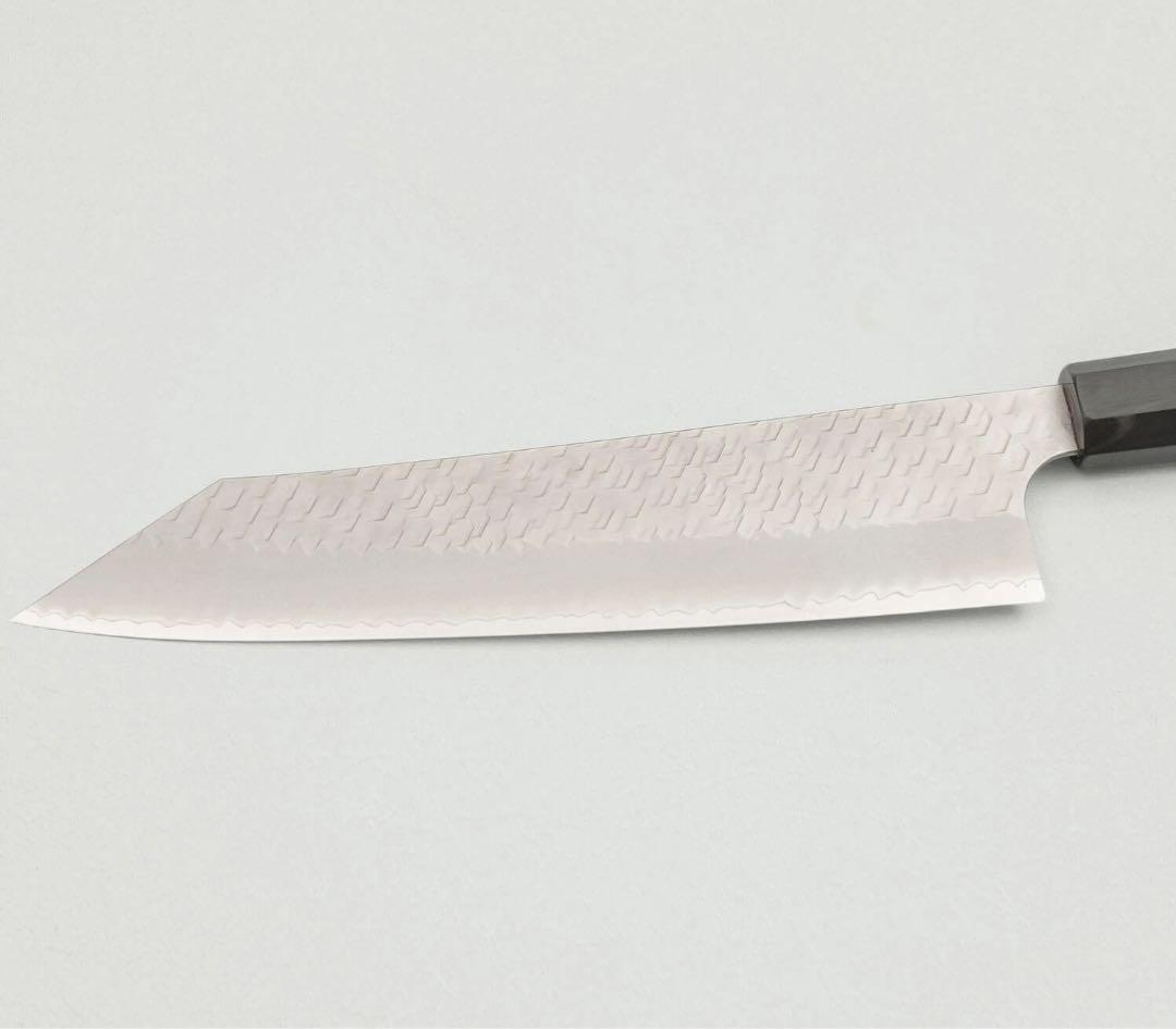 二唐刃物　槌目　研き　sg2 切付け牛刀　240mm
