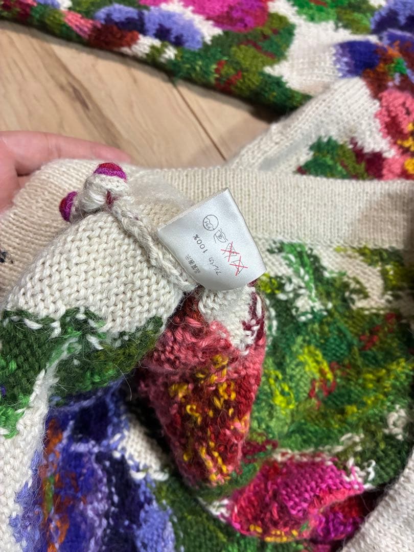 【入手困難】希少 最高級  ALPACA ニット 花柄カーディガン L