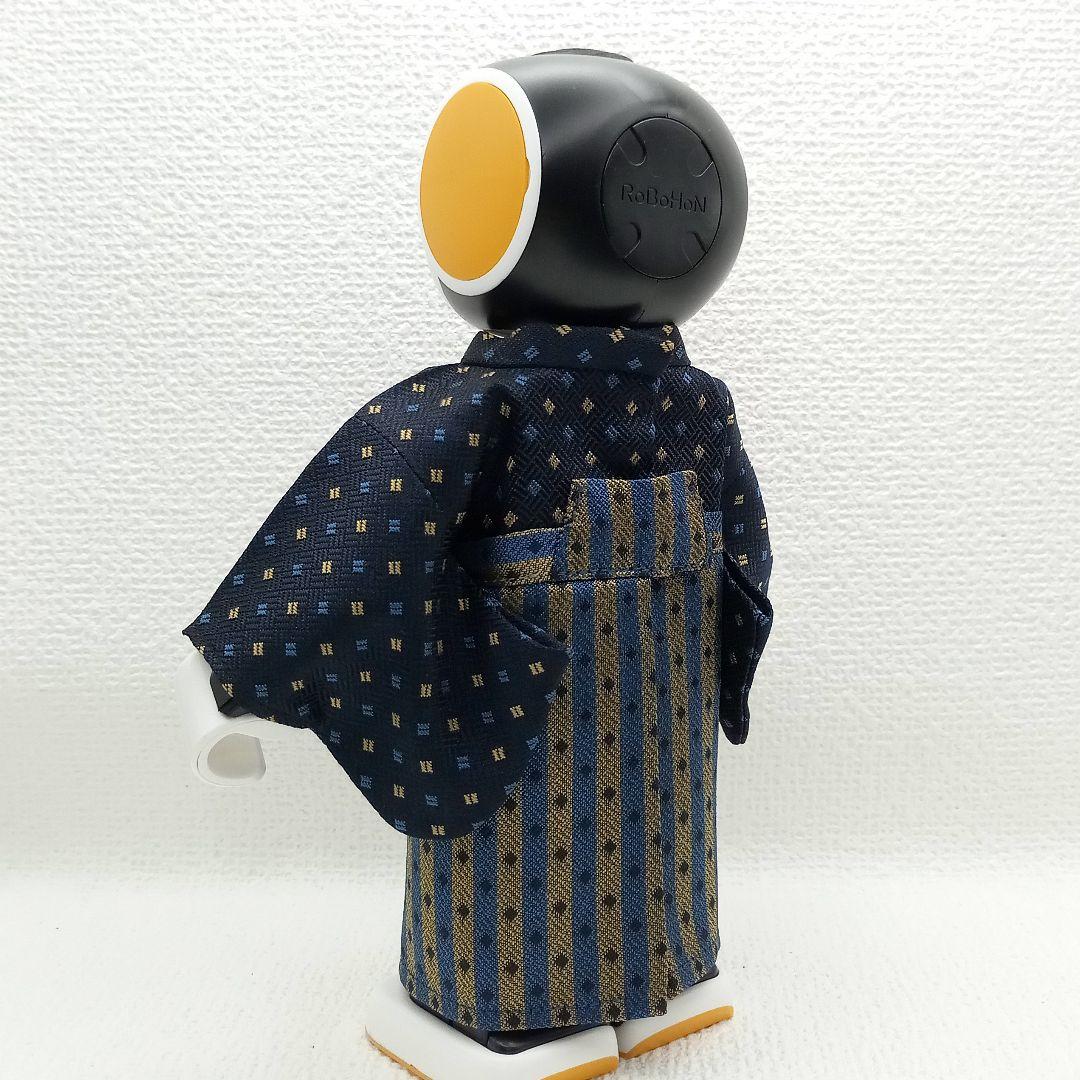ロボホン 服 黒あられ模様 きもの 袴風+袖無し羽織セット
