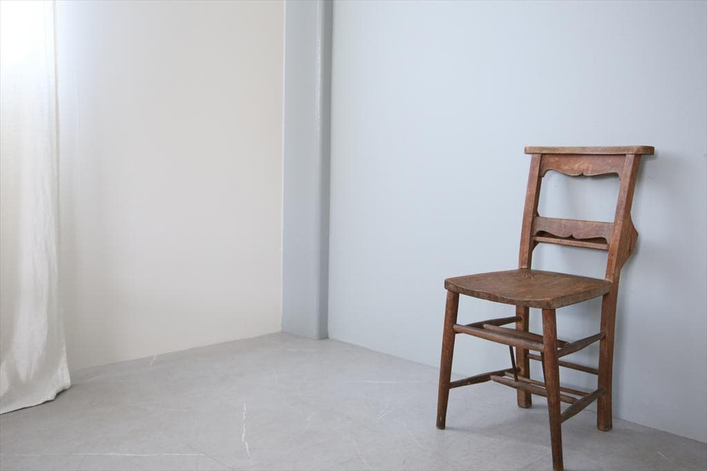 英国アンティーク木製チャペルチェア/チャーチ/ダイニングイス/飾り棚(92-96