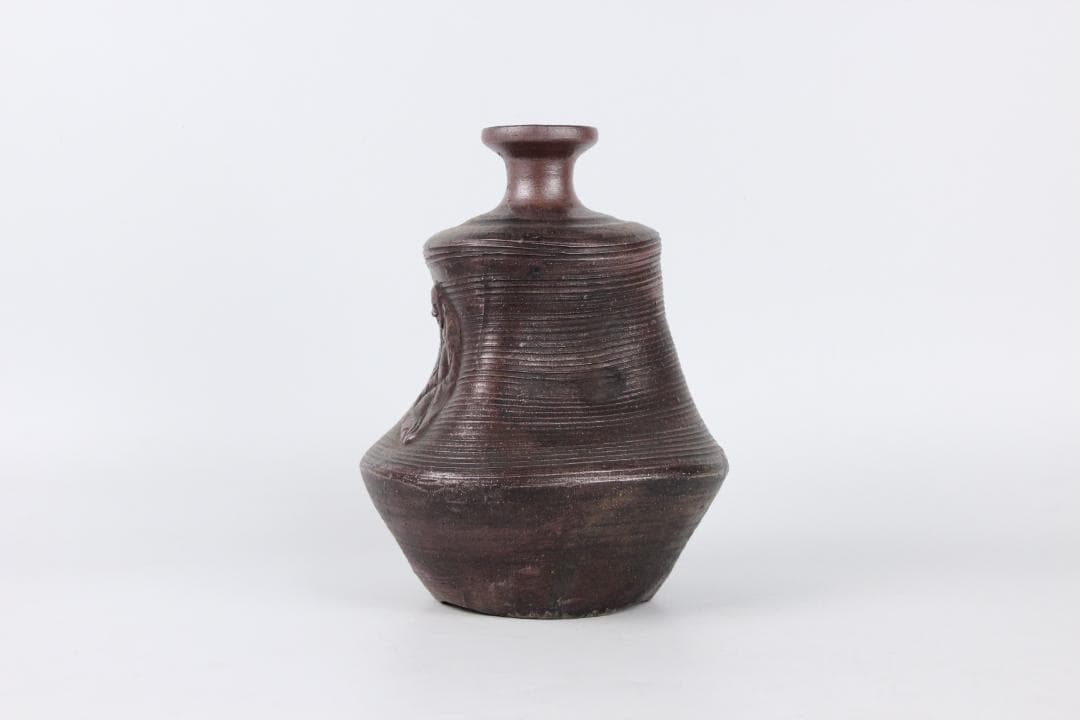 備前焼 人物細工徳利 酒器 花器 飾り壺　花器　焼印あり　銘有り　ED11-30