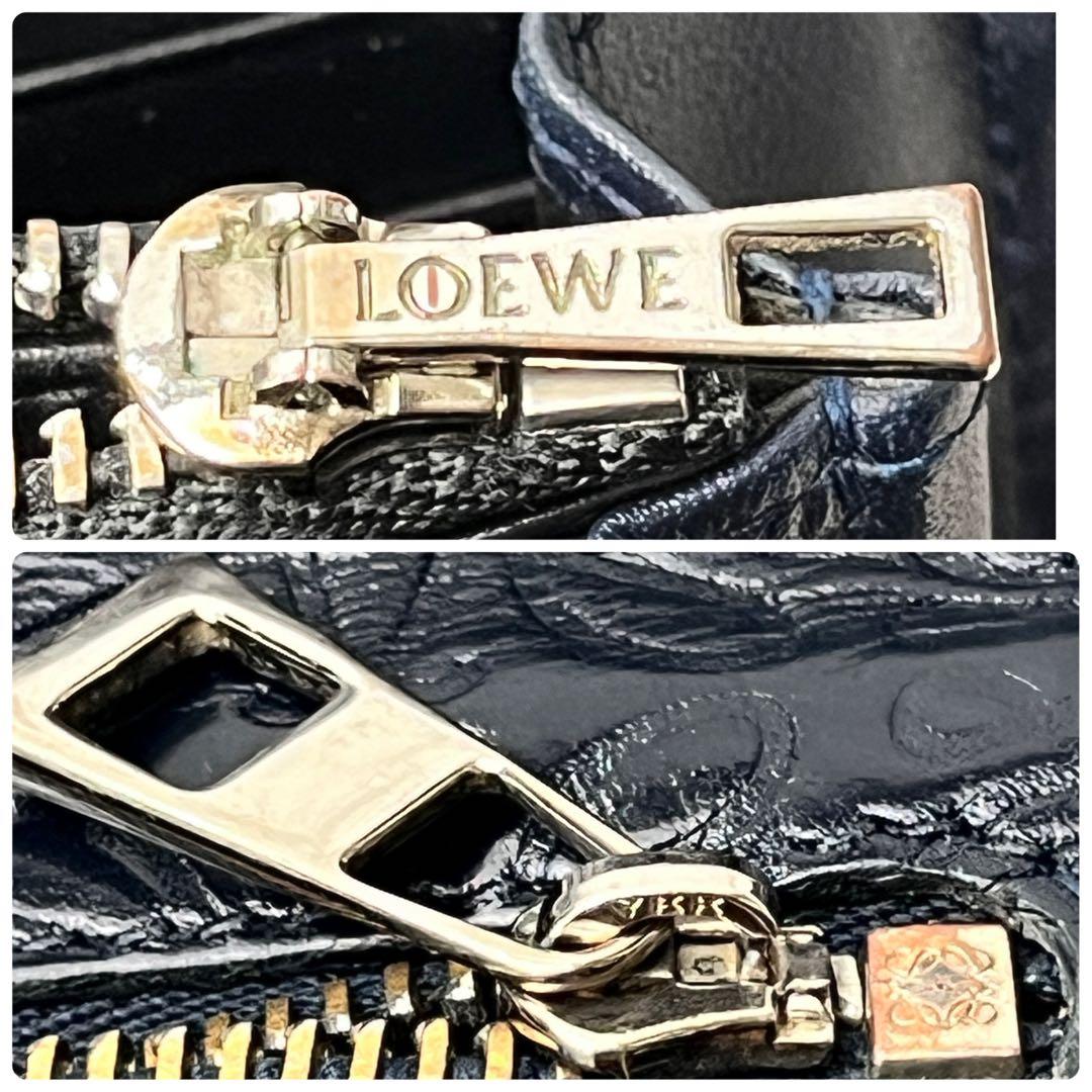 ロエベ✨長財布　リピートアナグラム　ネイビー　バイカラー　メンズ