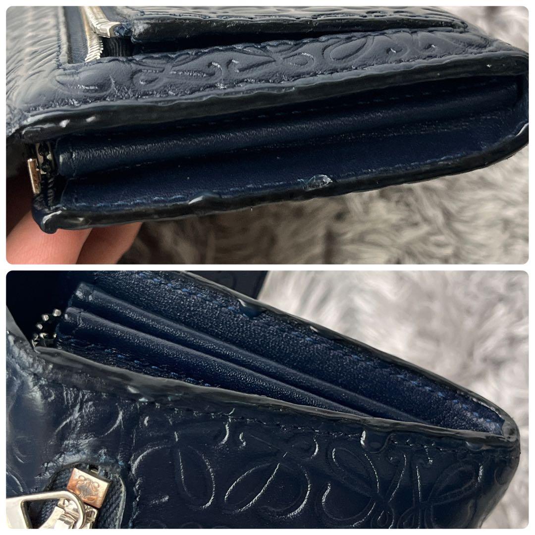 ロエベ✨長財布　リピートアナグラム　ネイビー　バイカラー　メンズ