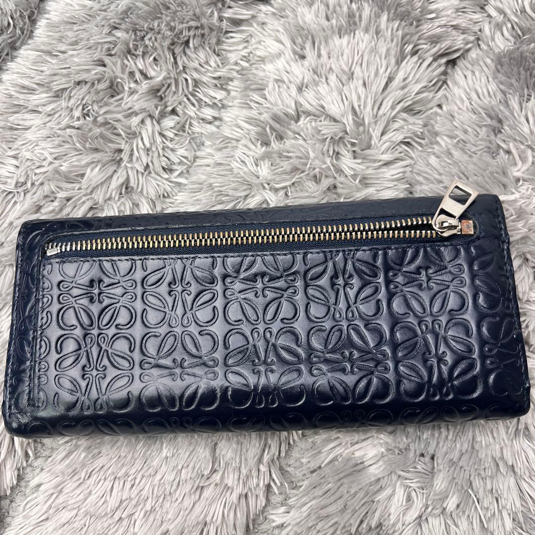 ロエベ✨長財布　リピートアナグラム　ネイビー　バイカラー　メンズ