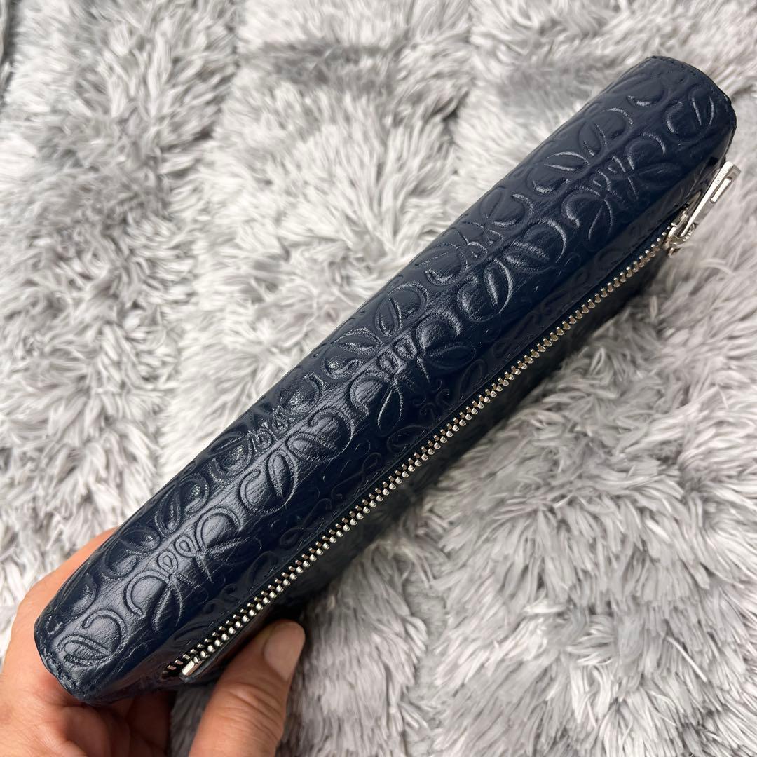 ロエベ✨長財布　リピートアナグラム　ネイビー　バイカラー　メンズ