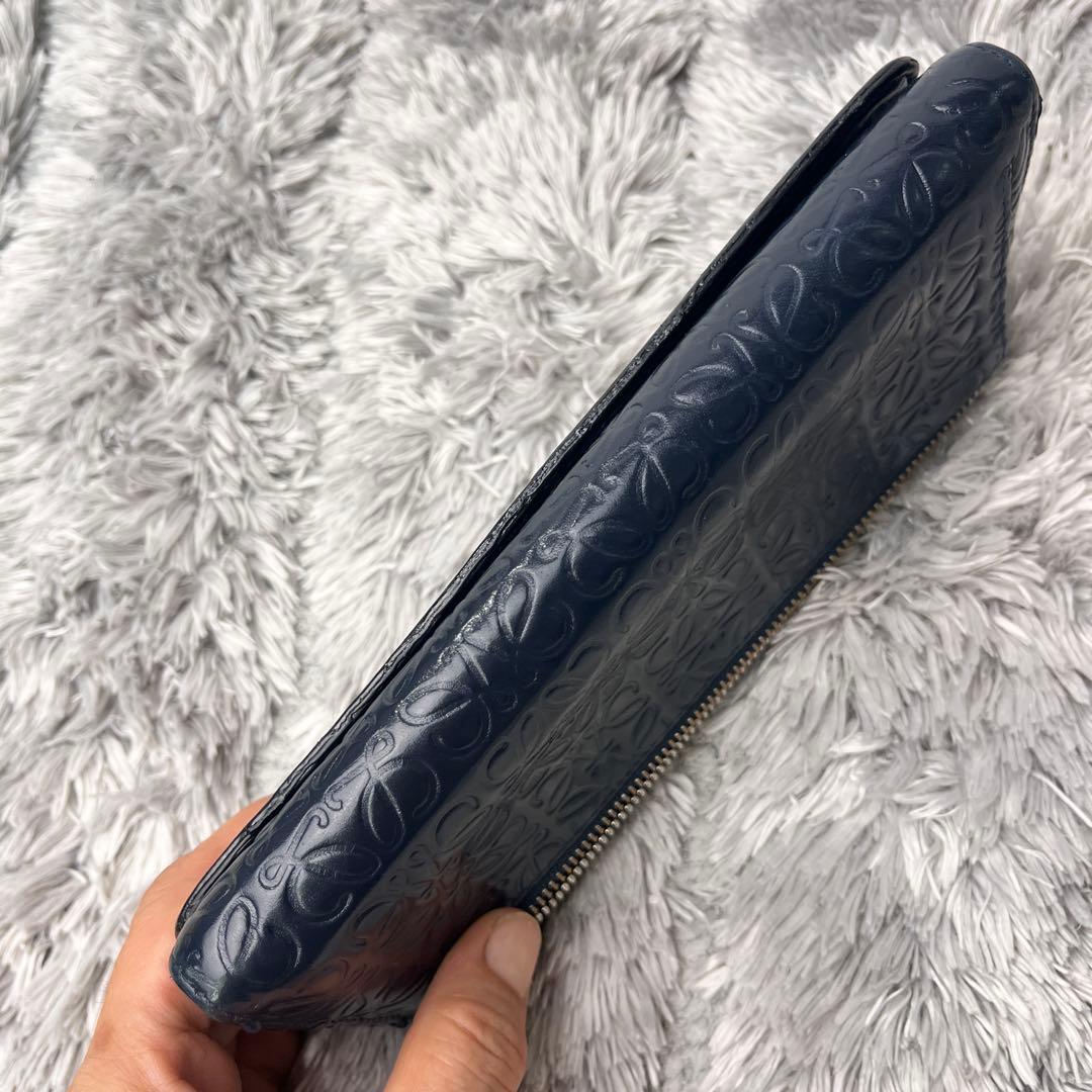 ロエベ✨長財布　リピートアナグラム　ネイビー　バイカラー　メンズ