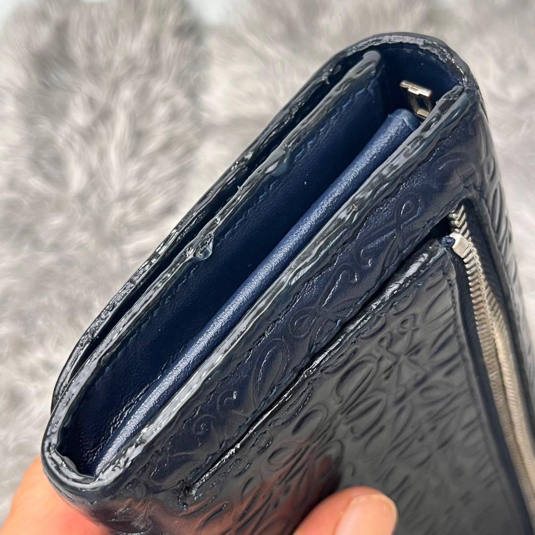 ロエベ✨長財布　リピートアナグラム　ネイビー　バイカラー　メンズ