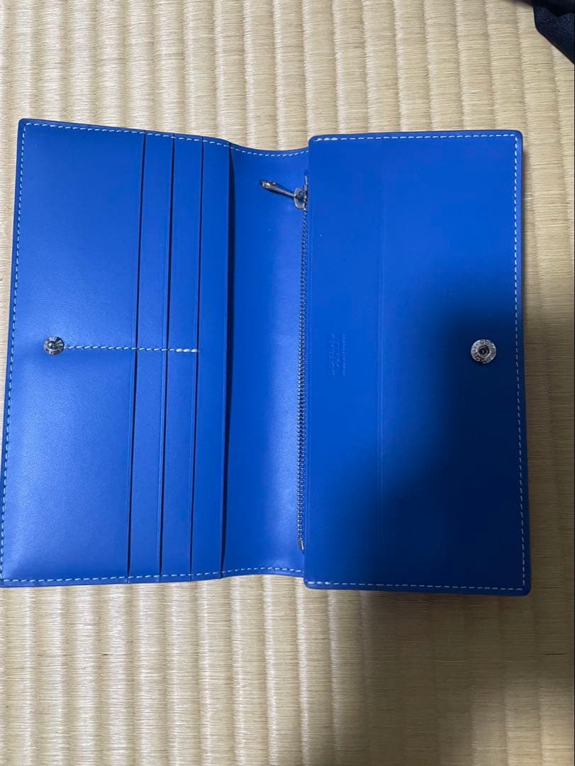 ゴヤール GOYARD 長財布 二つ折り ヘリンボーン ブルー