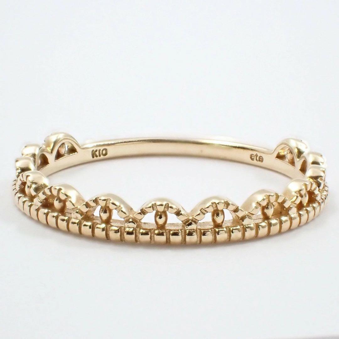 ete レイヤード レース リング　K10 YG 15号