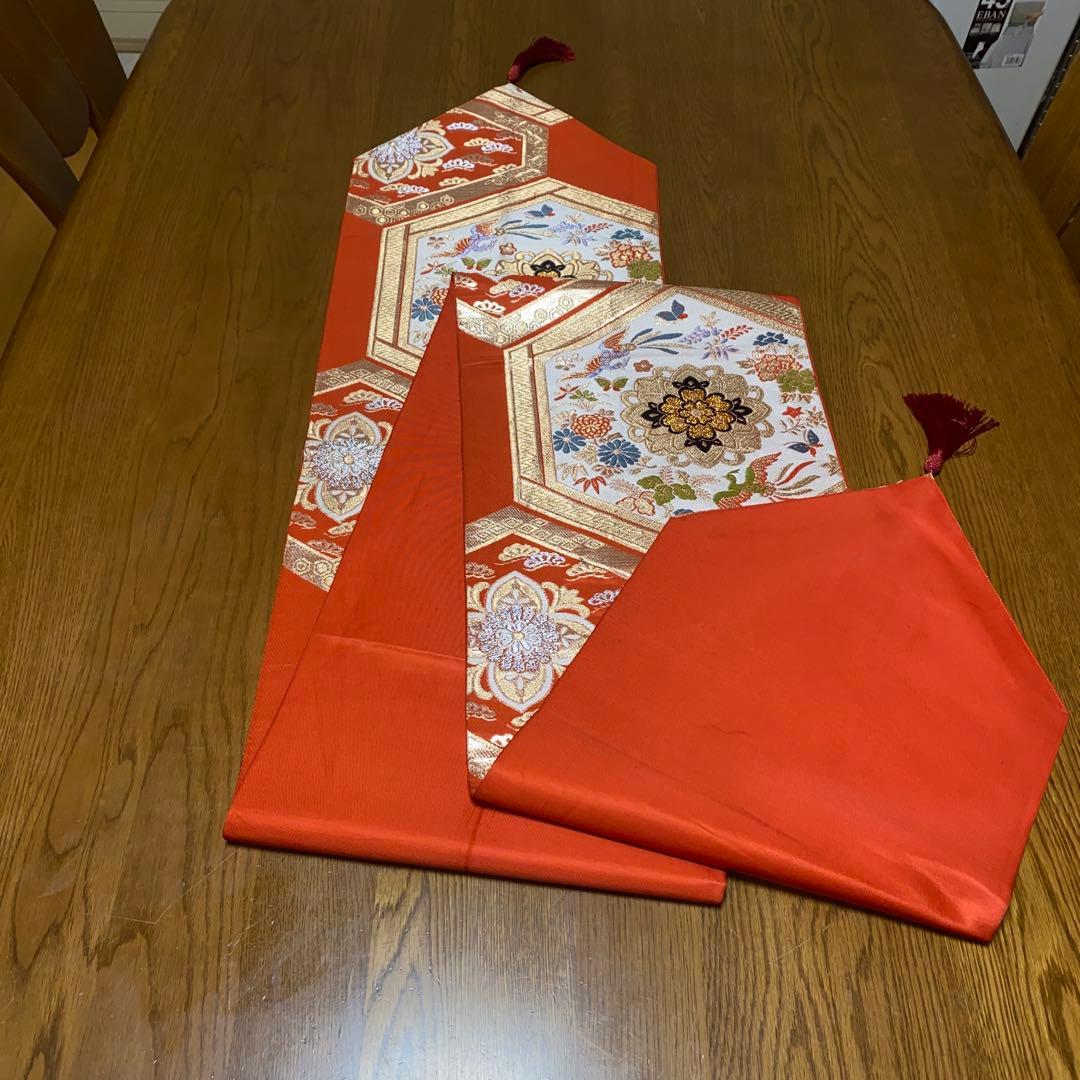 table runner 祝い吉祥　帯リメイク