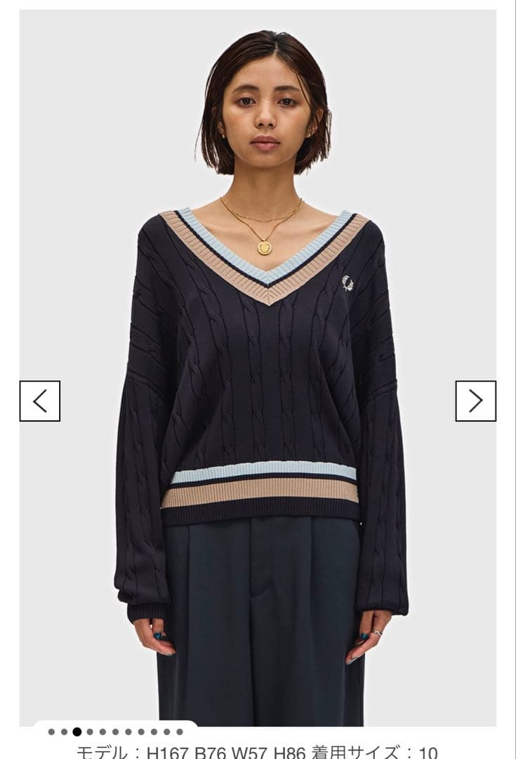 フレッドペリー　Bold Tipped Cable Knit Jumper