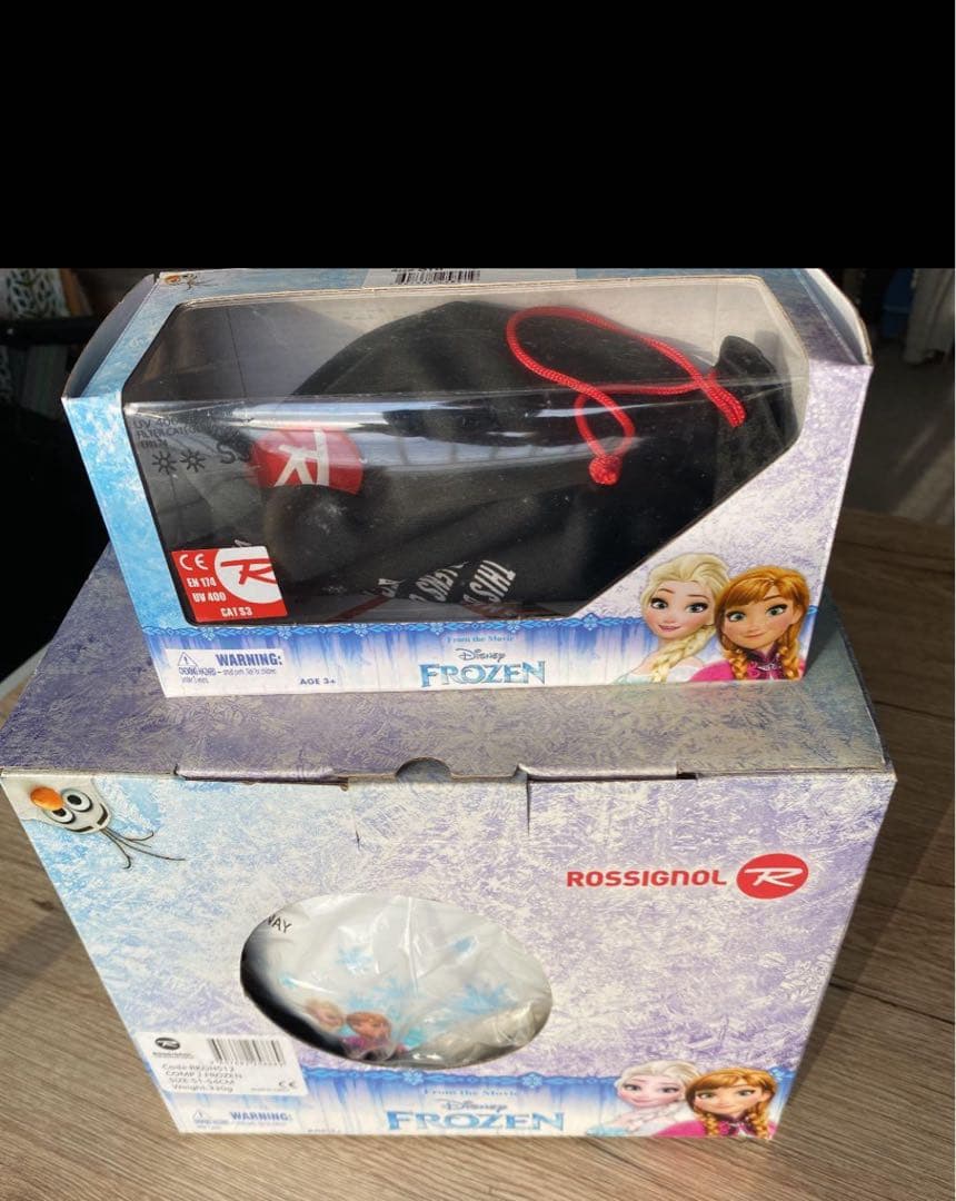 【美品】キッズ ロシニョール アナ雪ヘルメットゴーグルセット