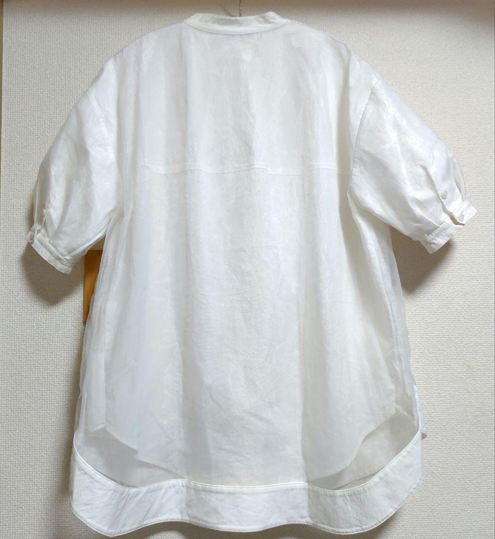 つばきゆ【美品】ヨンファ YONFA オーガンジーダブルシャツバンドカラー